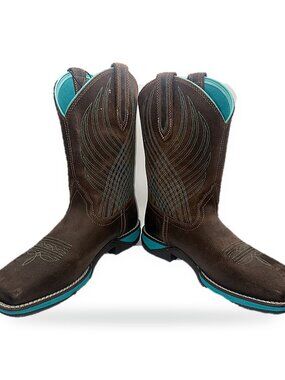 Ariat Fatbaby Heritage Pro Brown Turquoise Leather Western Boots Women's 7.5B